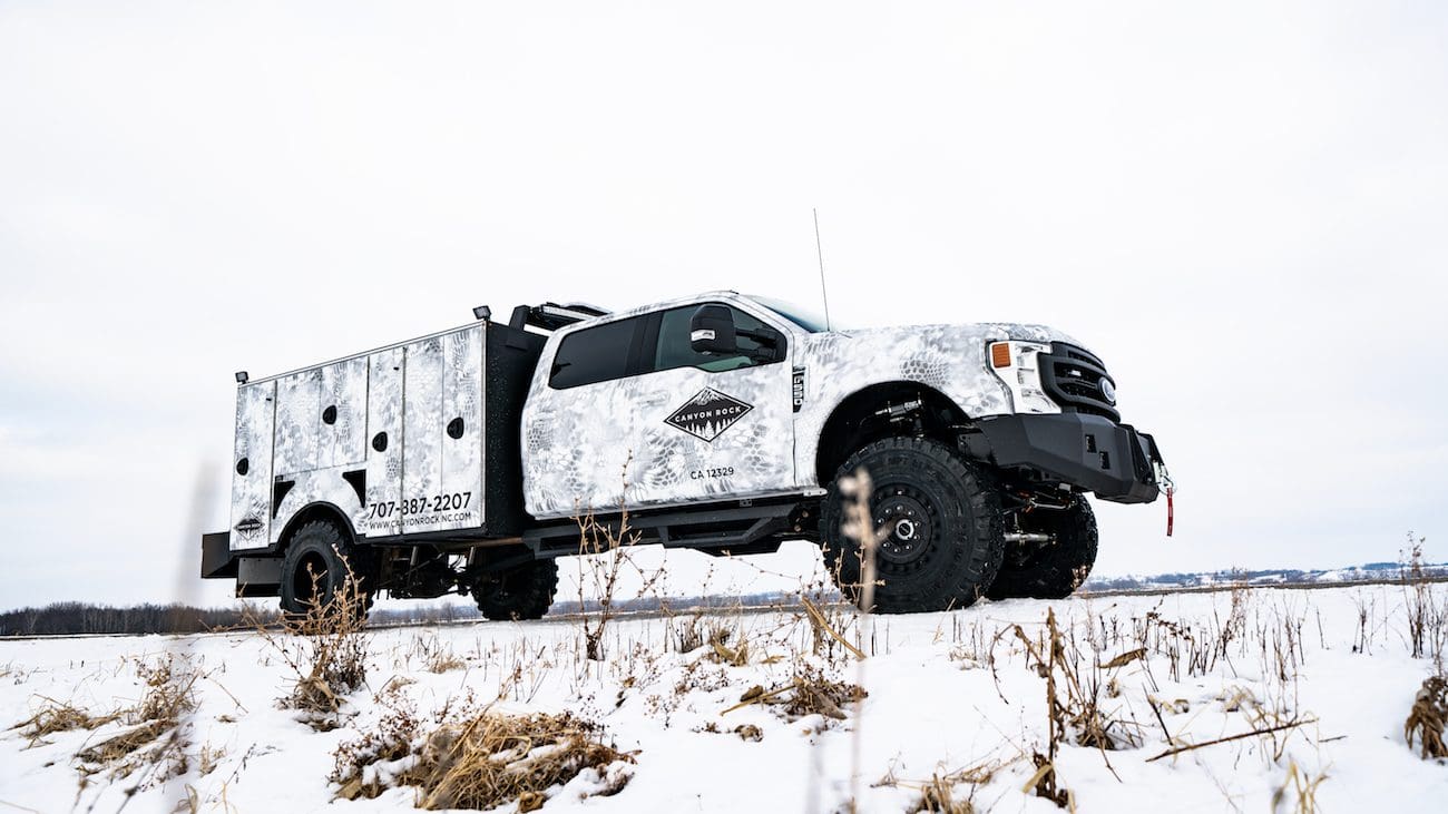 full-body vinyl graphics wrap for service trucks