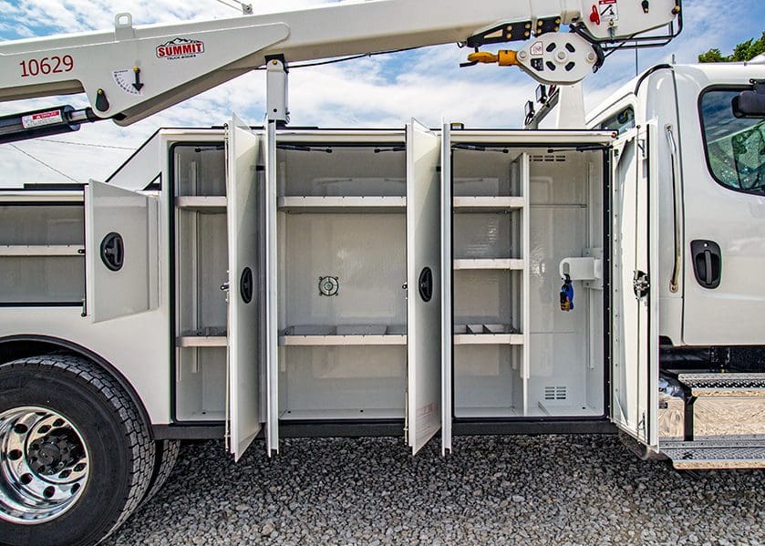 storage compartments with aluminum shelves
