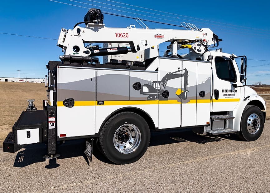 10620 hydraulic crane on liebheer equipment custom service truck